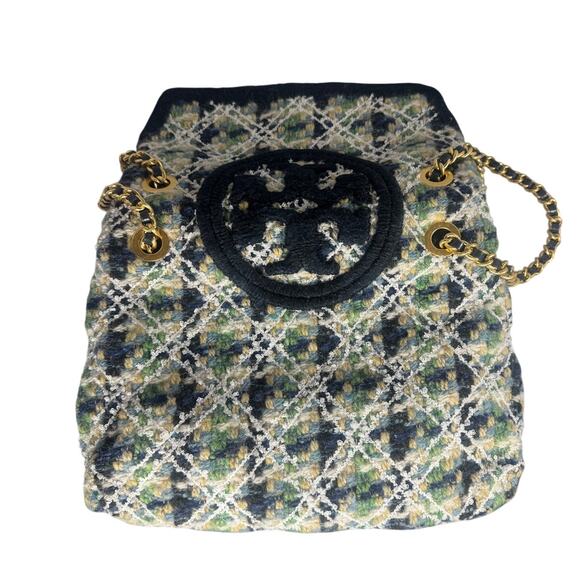 Tory Burch green multi soft fleming tweed convertible shoulder crossbody bag - Picture 3 of 8